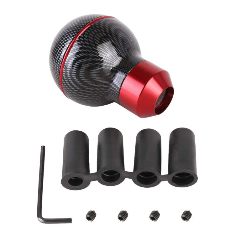 Universal Car Carbon Fiber Texture Metal Gear Shift Knob (Red)