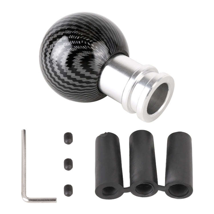 Universal Car Carbon Fiber Texture Metal Gear Shift Knob (Silver Black)