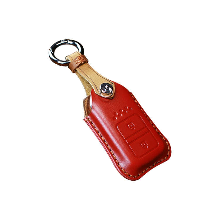 For Honda Car Cowhide Leather Key Protective Cover Key Case, Two Keys Version (Red)