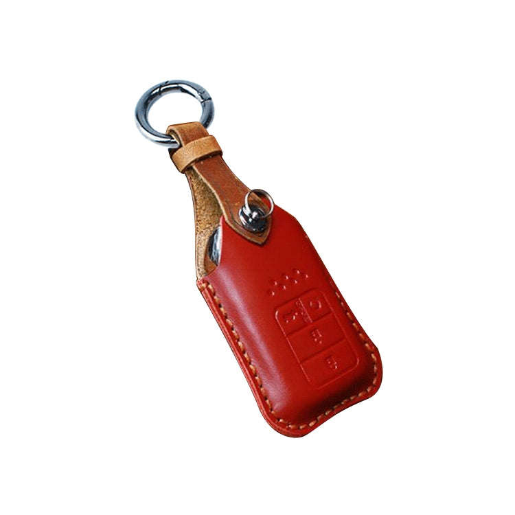 For Honda Car Cowhide Leather Key Protective Cover Key Case, Four Keys Version (Red)