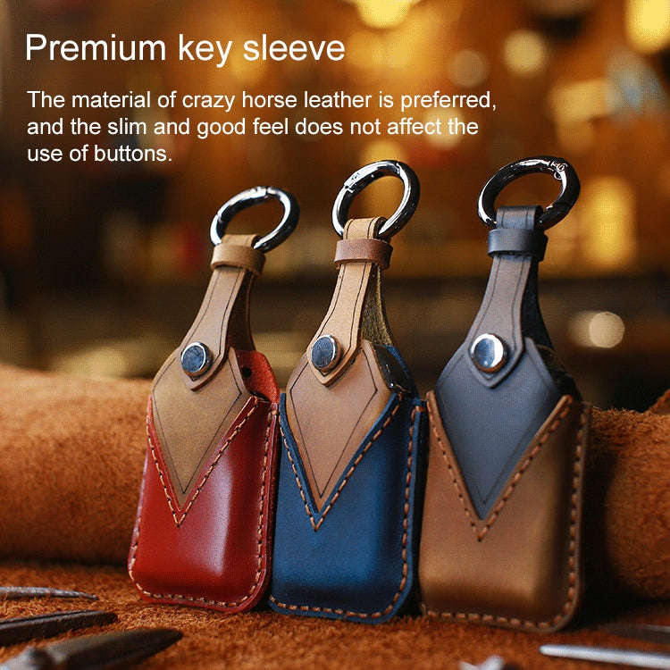 For Honda Car Cowhide Leather Key Protective Cover Key Case, Four Keys Version (Red)