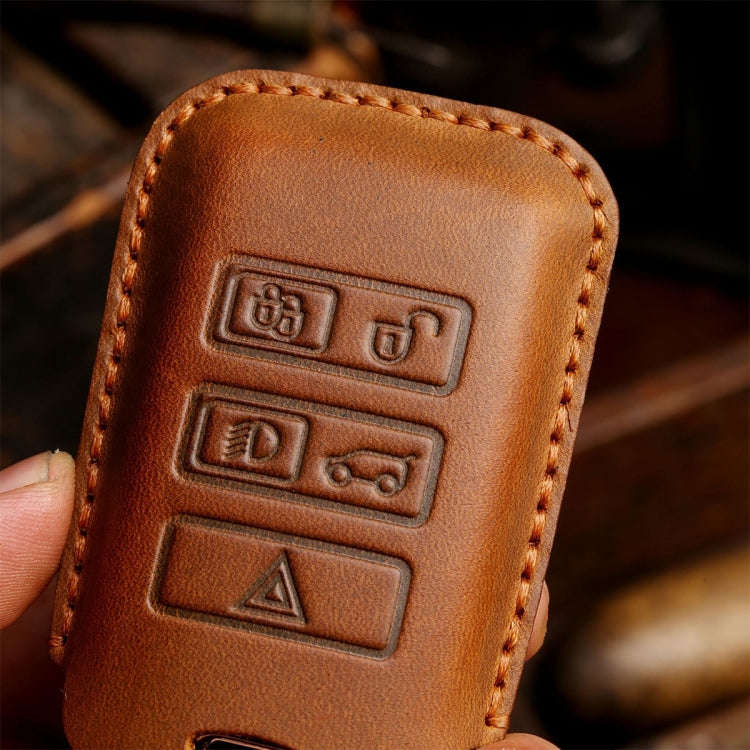 For Land Rover Car Cowhide Leather Key Protective Cover Key Case (Red)