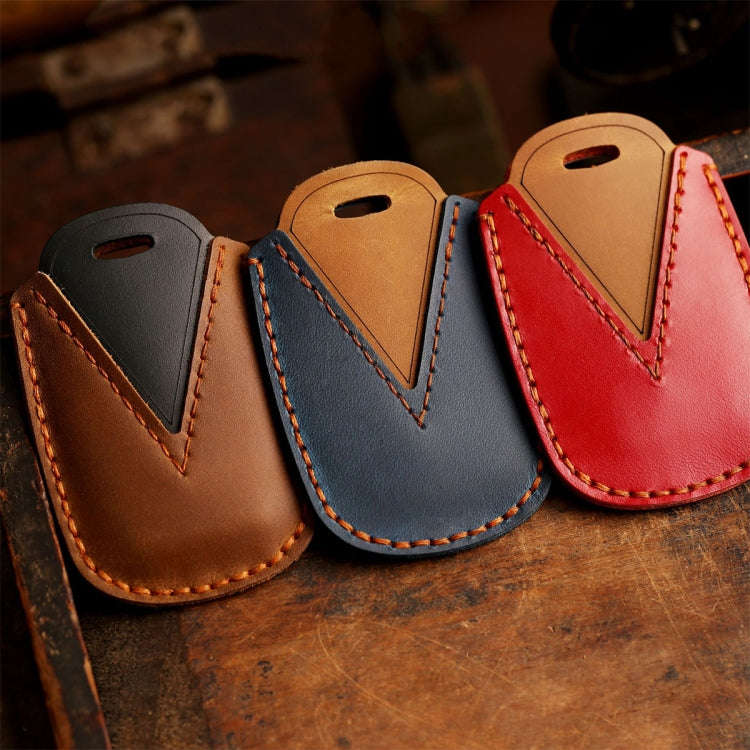 For Land Rover Car Cowhide Leather Key Protective Cover Key Case (Red)