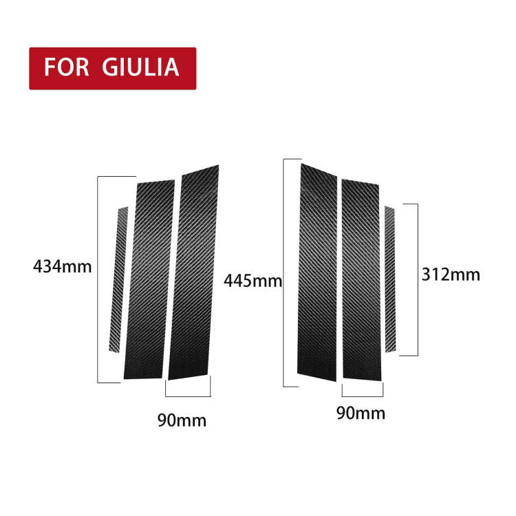 For Alfa Romeo Giulia Carbon Fiber Car B / C / Middle Pillar Door Window Decorative Sticker,Left ...