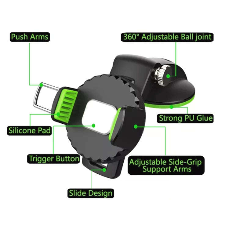 Multifunctional Car Center Console Dashboard Suction Cup Phone Holder (Green)