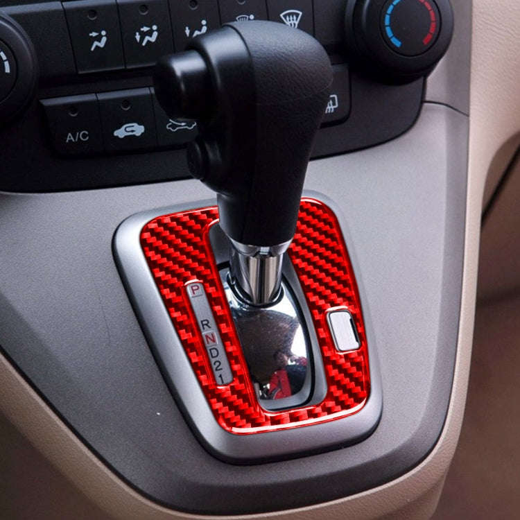 For Honda CRV 2007-2011 Carbon Fiber Car Gear Indicator Frame Decorative Sticker,Left Drive (Red)