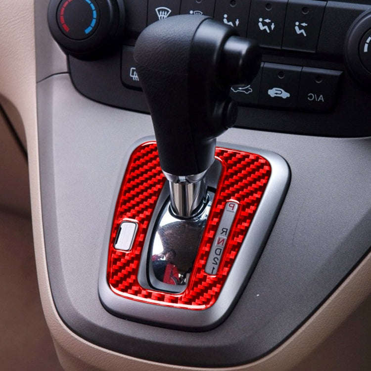 For Honda CRV 2007-2011 Carbon Fiber Car Gear Indicator Frame Decorative Sticker,Right Drive (Red)