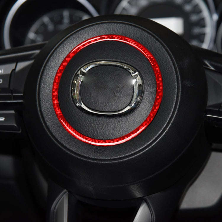 Car Carbon Fiber Steering Wheel Decorative Sticker for Mazda 3 Axela 2017-2018, Left and Right Dr...