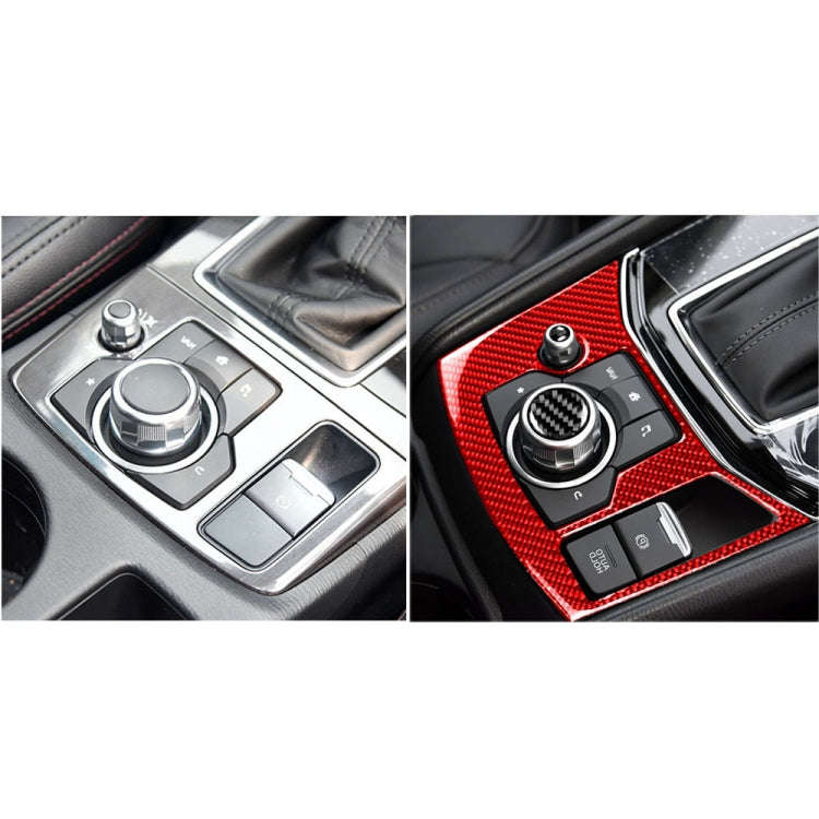 Car Carbon Fiber Handbrake Panel Decorative Sticker for Mazda CX-5 2017-2018, Right Drive (Red)