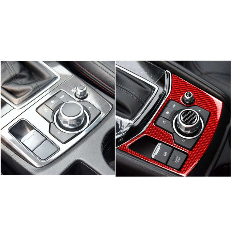 Car Carbon Fiber Handbrake Panel Decorative Sticker for Mazda CX-5 2017-2018, Left Drive (Red)