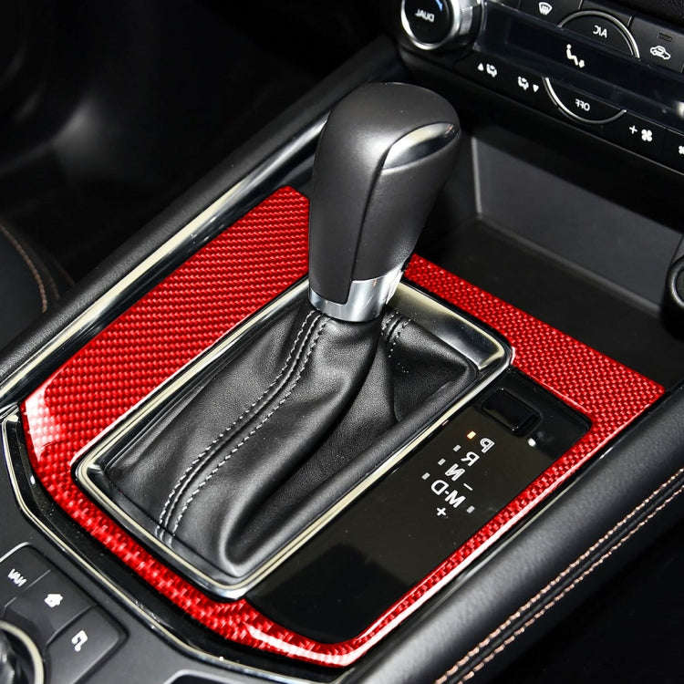 Car Carbon Fiber Gear Panel Decorative Sticker for Mazda CX-5 2017-2018, Right Drive (Red)