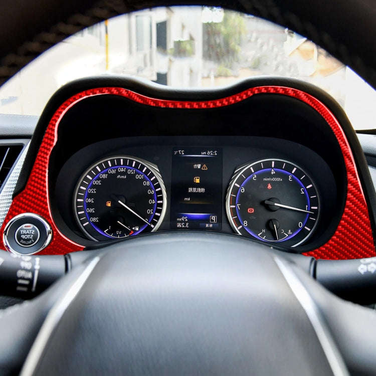 Car Carbon Fiber Dashboard Decorative Sticker for Infiniti Q50, Right Drive(Red)