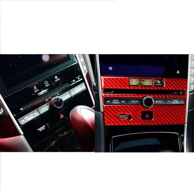 Car Carbon Fiber B Style CD Console Panel Decorative Sticker for Infiniti Q50 2014-2020, Left Dri...