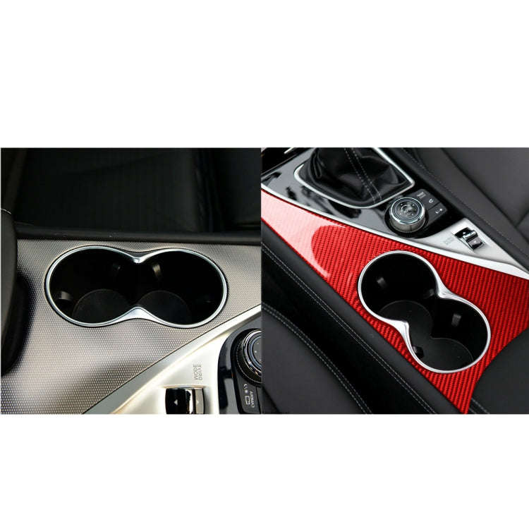 Car Carbon Fiber Water Cup Holder Panel Decorative Sticker for Infiniti Q50 2014-2020, Right Driv...