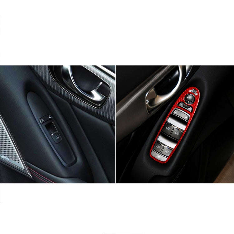 Car Carbon Fiber Window Glass Lift Panel Decorative Sticker for Infiniti Q60, Left Drive(Red)