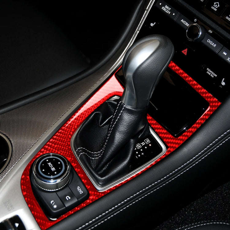 Car Carbon Fiber Gear Panel Decorative Sticker for Infiniti Q50 2014-2020, Right Drive (Red)