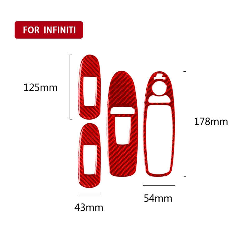 Car Carbon Fiber A Style Window Glass Lift Panel Decorative Sticker for Infiniti Q50 2014-2020, R...