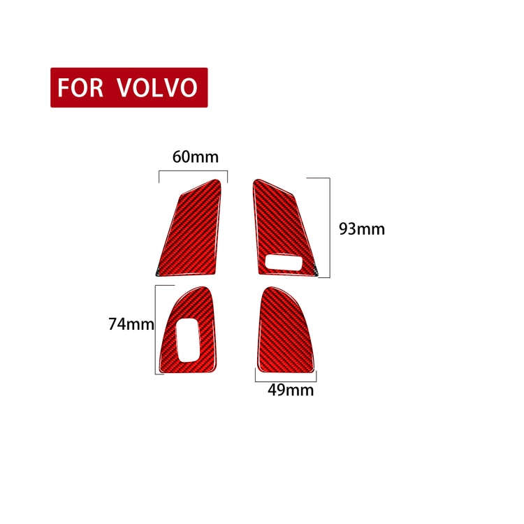 Car Window Lift Button C Decorative Sticker for Volvo V60 2010-2017, Right Drive (Red)