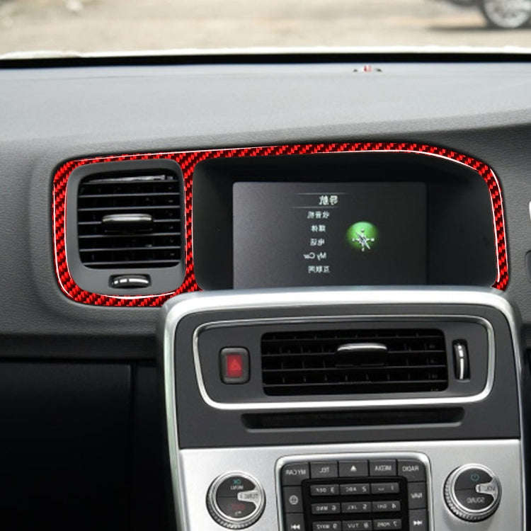 Car Carbon Fiber Navigation Frame Decorative Sticker for Volvo V60 2010-2017, Right Drive(Red)