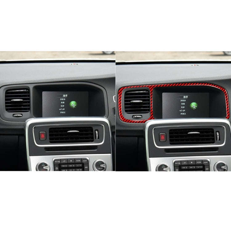 Car Carbon Fiber Navigation Frame Decorative Sticker for Volvo V60 2010-2017, Right Drive(Red)
