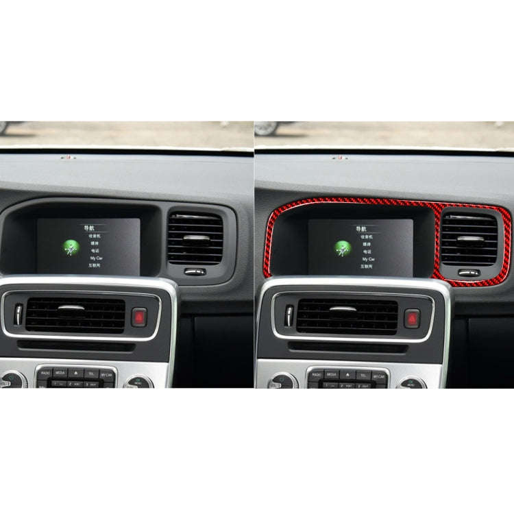 Car Carbon Fiber Navigation Frame Decorative Sticker for Volvo V60 2010-2017, Left Drive(Red)