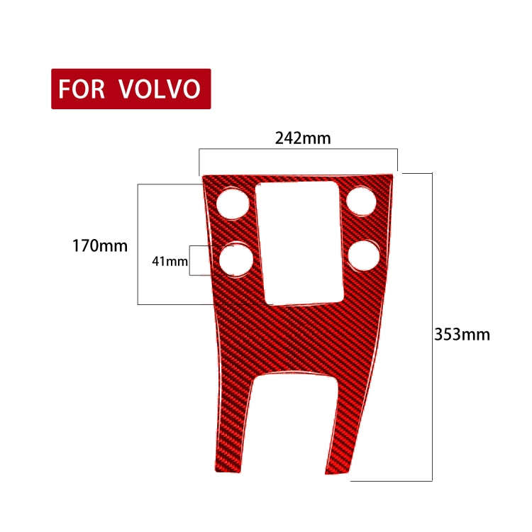 Car Carbon Fiber Central Control Panel Decorative Sticker for Volvo V60 2010-2017, Right Drive(Red)
