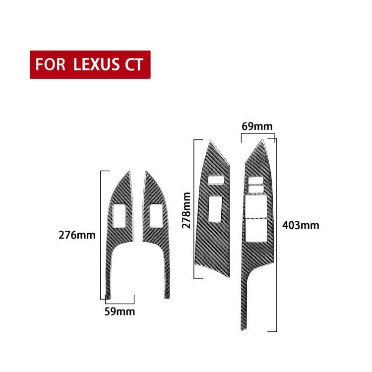 Car Carbon Fiber Window Lift Decorative Sticker for Lexus CT 2011-2017, Right Drive