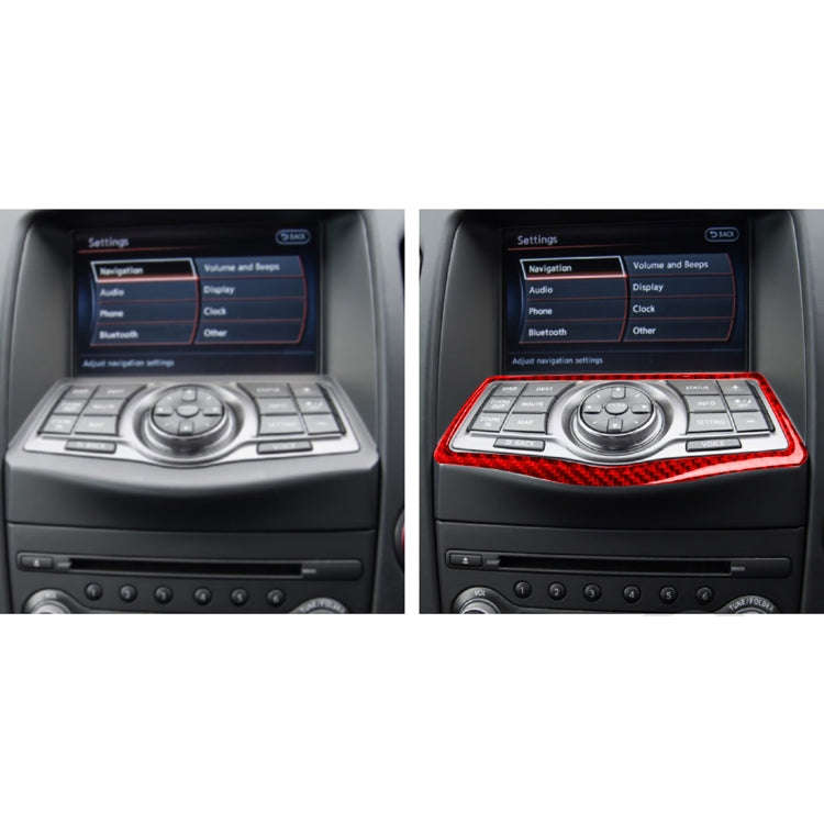 Car Carbon Fiber Multimedia Navigation Button Panel Decorative Sticker for Nissan 370Z / Z34 2009...