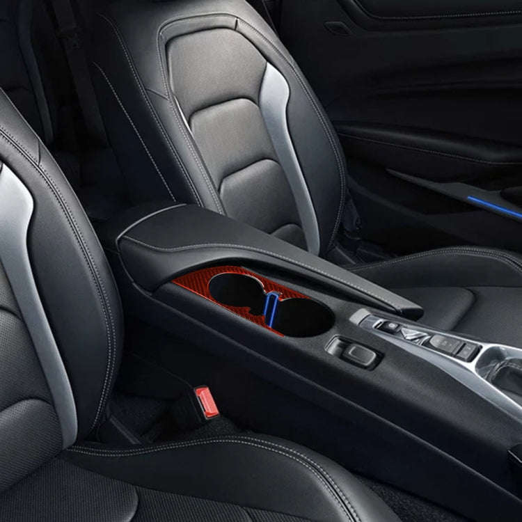 Car Carbon Fiber Water Cup Holder Panel Decorative Sticker for Chevrolet Camaro 2017-2019, Left D...