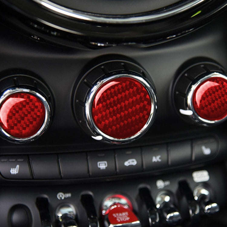 Car Carbon Fiber Multimedia Knob Decorative Sticker for BMW Mini F55 F56 F60, Left and Right Driv...