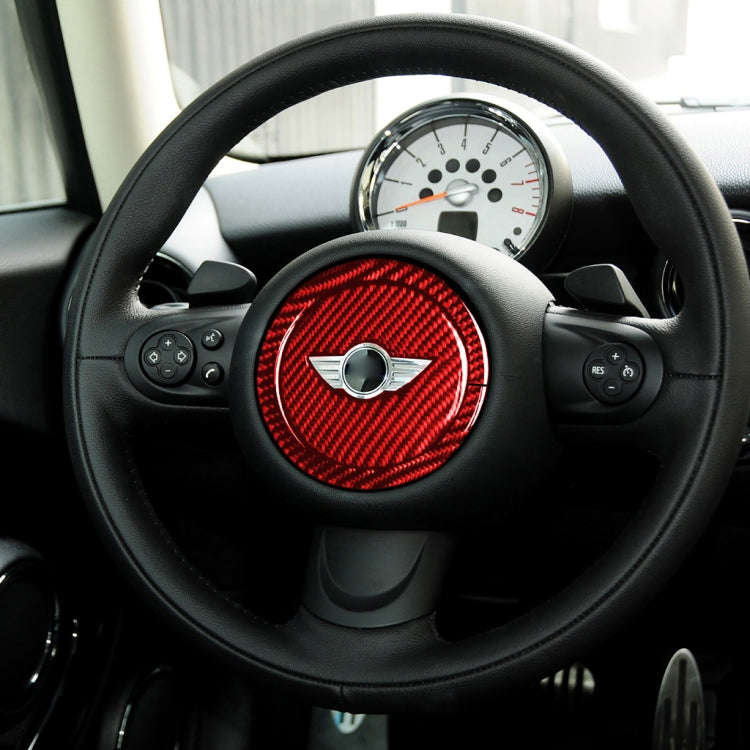 2 in 1 Car Carbon Fiber Steering Wheel Decorative Sticker for BMW Mini R55 R56 Countryman R60 Pac...