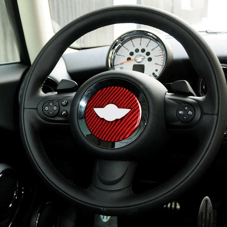 Car Carbon Fiber Steering Wheel Logo Decorative Sticker for BMW Mini R55 R56 Countryman R60 Pacem...