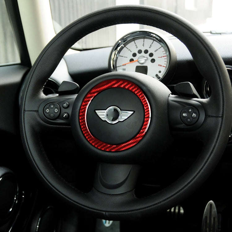Car Carbon Fiber Steering Wheel Ring Decorative Sticker for BMW Mini R55 R56 Countryman R60 Pacem...