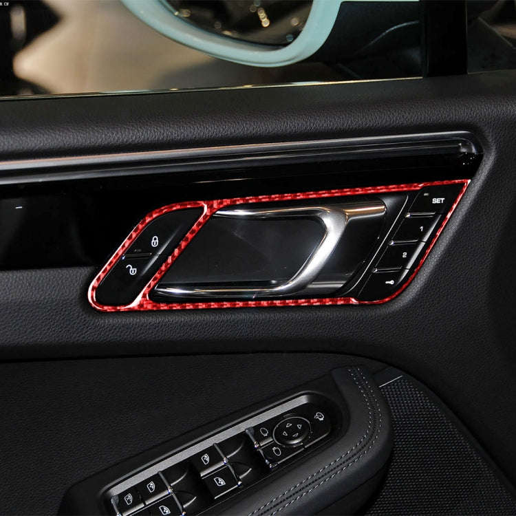 Car Carbon Fiber Door Handle Frame Panel Decorative Sticker for Porsche Macan 2014-2021, Left and...