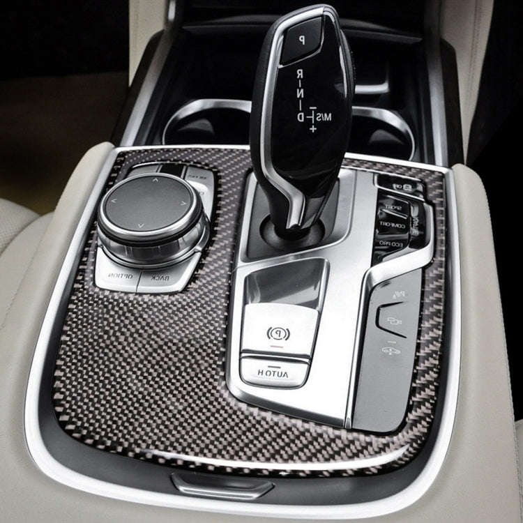 Car Carbon Fiber Central Shift Panel Cover Decorative Sticker for BMW G11 / G12 2016-, Right Drive