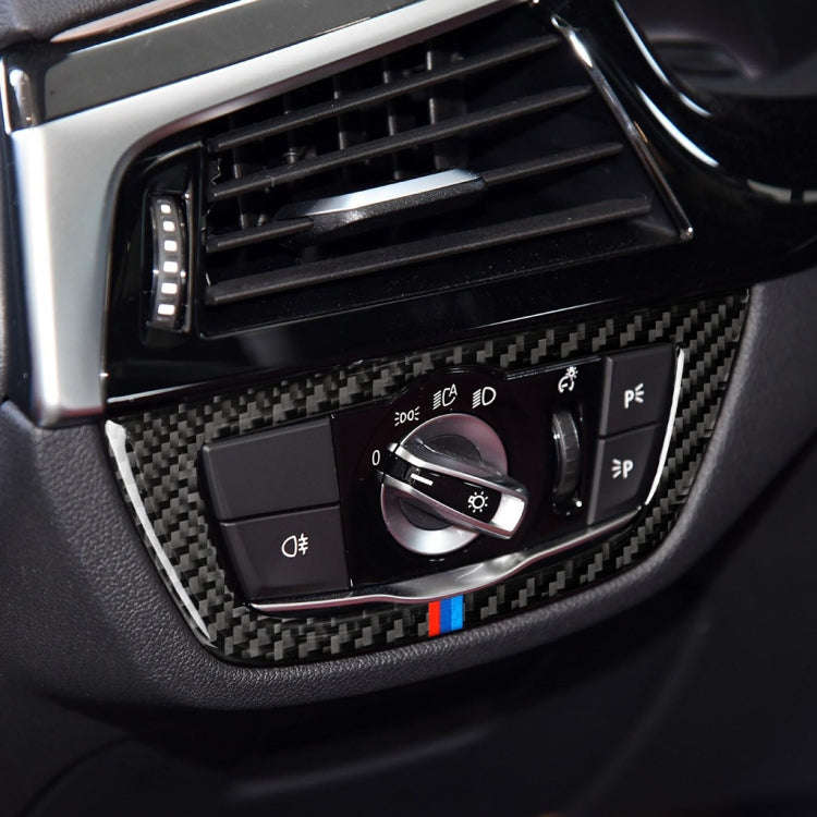 Car Carbon Fiber Headlight Switch 3-color Decorative Sticker for BMW G01 X3 2018-2020 / G02 X4 20...