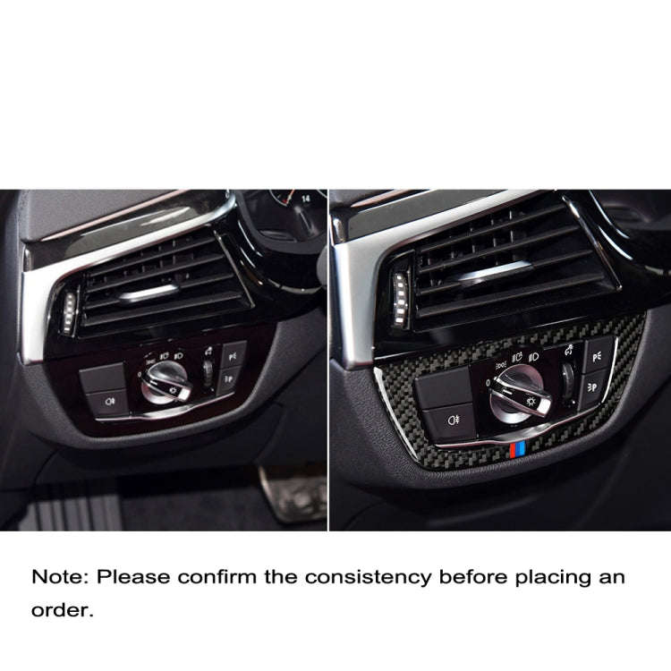 Car Carbon Fiber Headlight Switch 3-color Decorative Sticker for BMW G01 X3 2018-2020 / G02 X4 20...