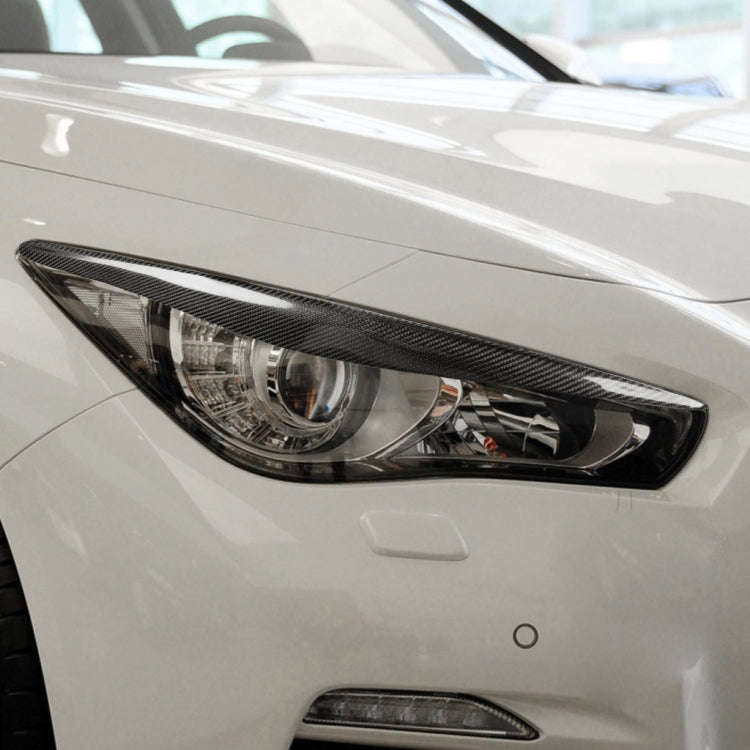 2 PCS / Set Carbon Fiber Car Lamp Eyebrow Decorative Sticker for Infiniti Q50 2014-2019, Drop Glu...