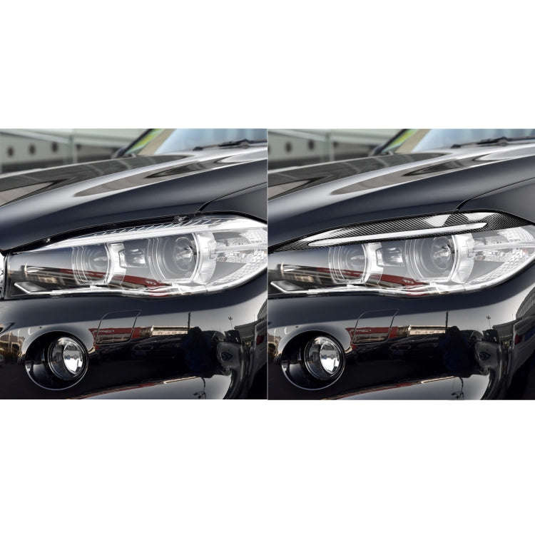 2 PCS / Set Carbon Fiber Car Lamp Eyebrow Decorative Sticker for BMW X5 / F15 2014-2018, Drop Glu...