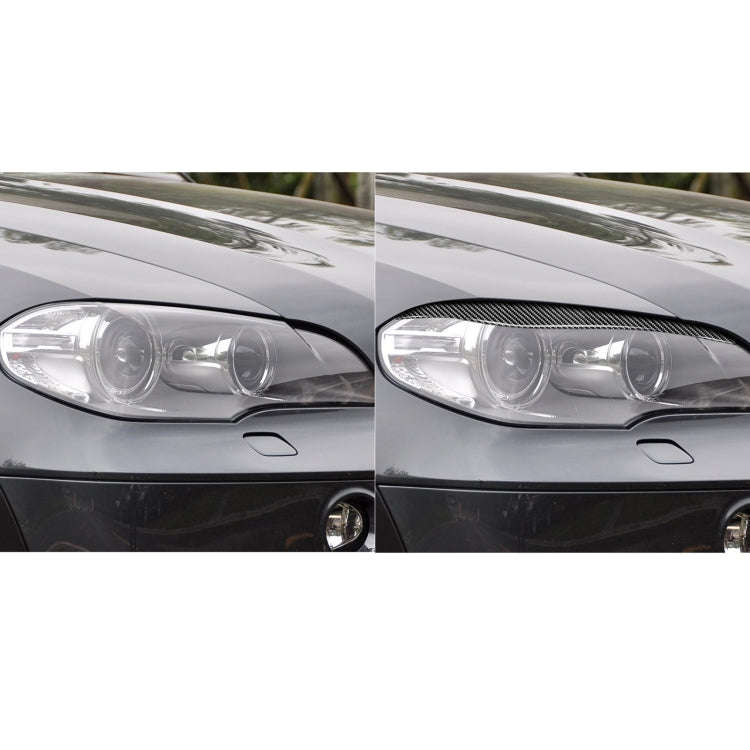 2 PCS / Set Carbon Fiber Car Lamp Eyebrow Decorative Sticker for BMW X5/E70 2010-2012, Drop Glue ...