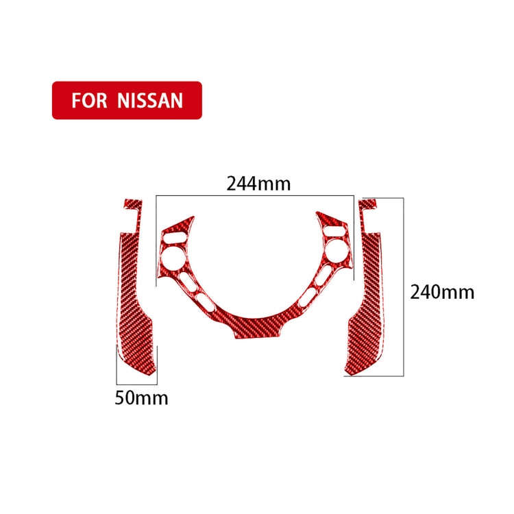 3 PCS / Set Carbon Fiber Car Dashboard Steering Wheel Buttons Decorative Sticker for Nissan GTR R...