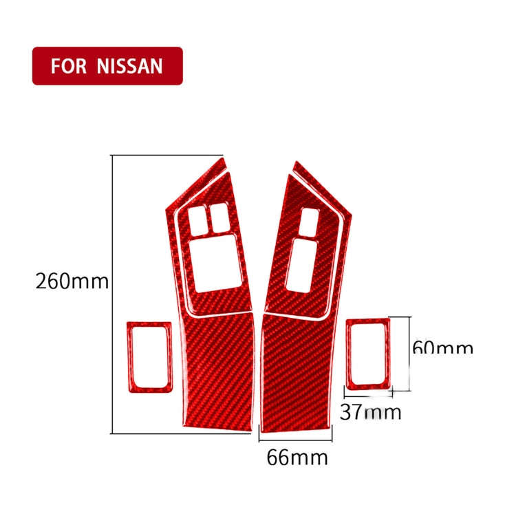 6 PCS / Set Carbon Fiber Car Window Lift Button Door Lock Decorative Sticker for Nissan GTR R35 2...