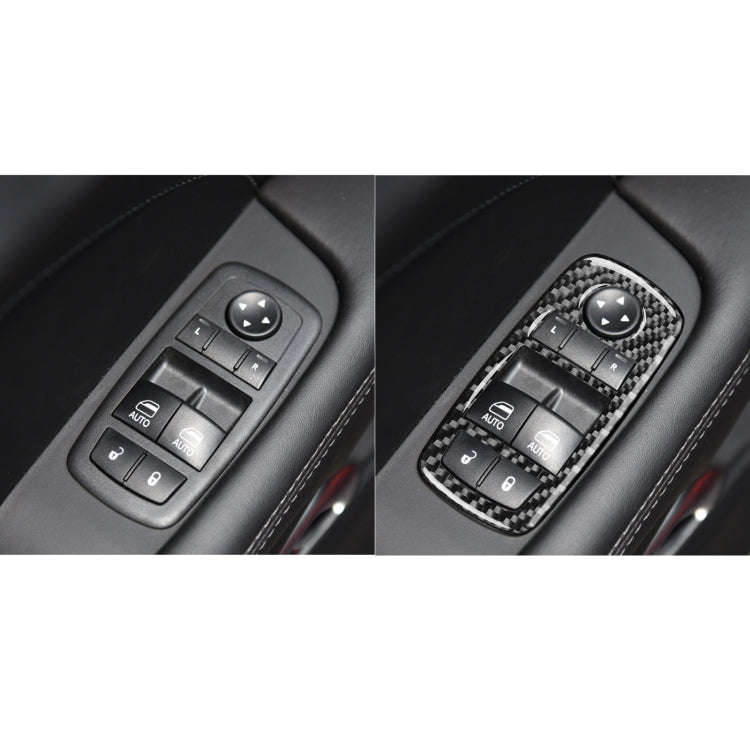 Carbon Fiber Car Window Lift Button Decorative Sticker for Dodge Challenger 2015 to Now, Left Dri...