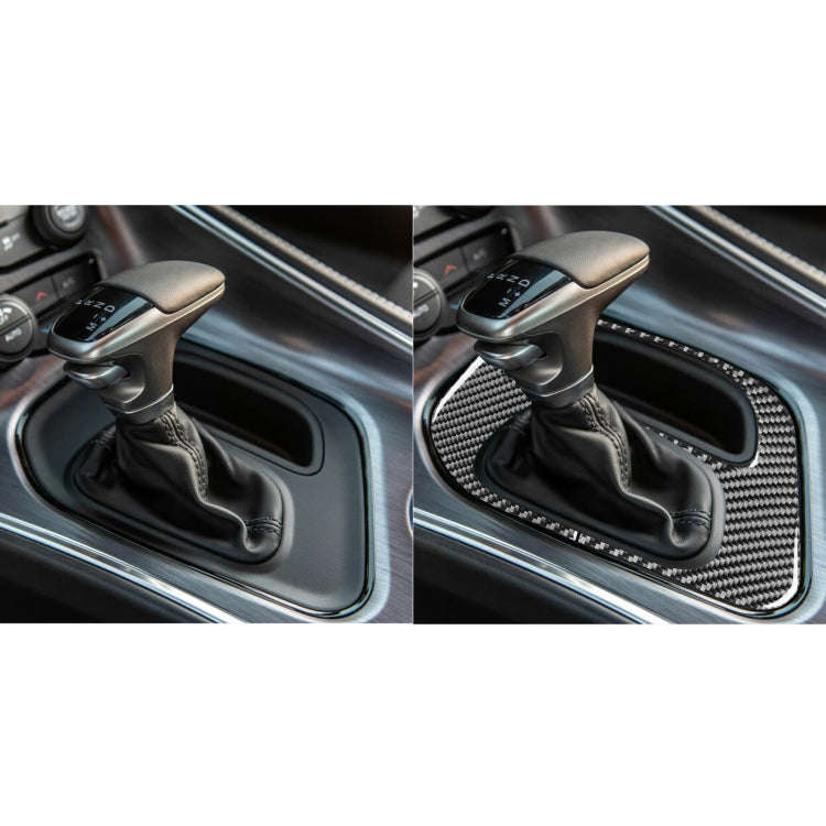 Carbon Fiber Car Gear Panel Decorative Sticker for Dodge Challenger 2015 to Now, Left Driving