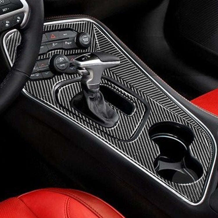 4 PCS / Set Carbon Fiber Car Central Control Gear Decorative Sticker for Dodge Challenger 2015 to...