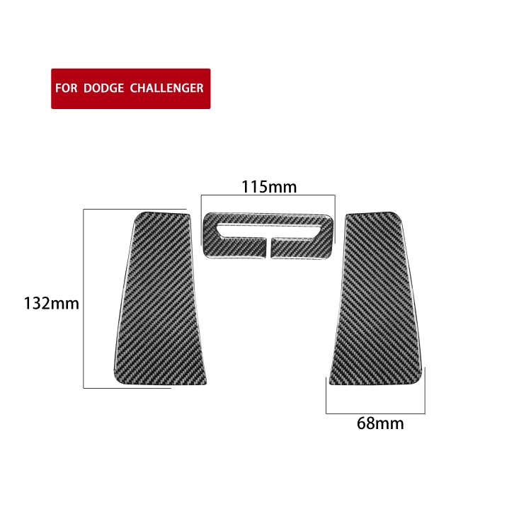 3 PCS / Set Carbon Fiber Car Seat Belt Panel Decorative Sticker for Dodge Challenger 2015 to Now,...