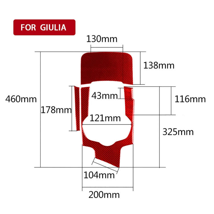 3 PCS / Set Carbon Fiber Car Gear Box Panel Decorative Sticker for Alfa Romeo Giulia 2017-2019,Ri...