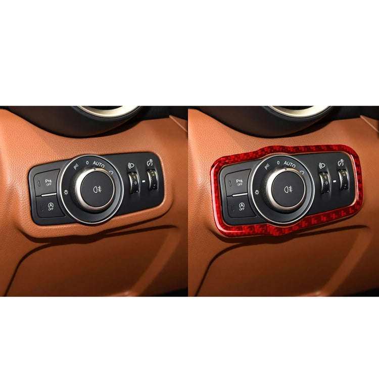 Carbon Fiber Car Headlight Switch Panel Decorative Sticker for Alfa Romeo Giulia 2017-2019,Left D...