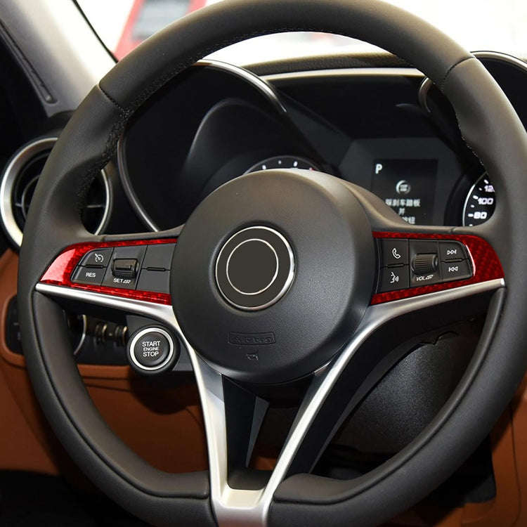 2 PCS / Set Carbon Fiber Car Steering Wheel Button Panel Decorative Sticker for Alfa Romeo Giulia...