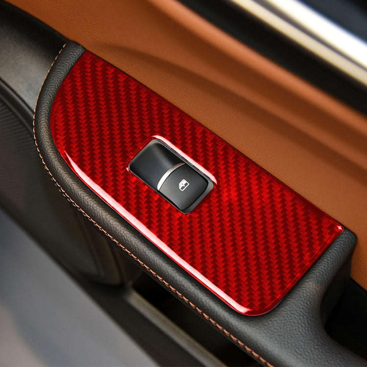 4 PCS / Set Carbon Fiber Car Window Button Panel Decorative Sticker for Alfa Romeo Giulia 2017-20...